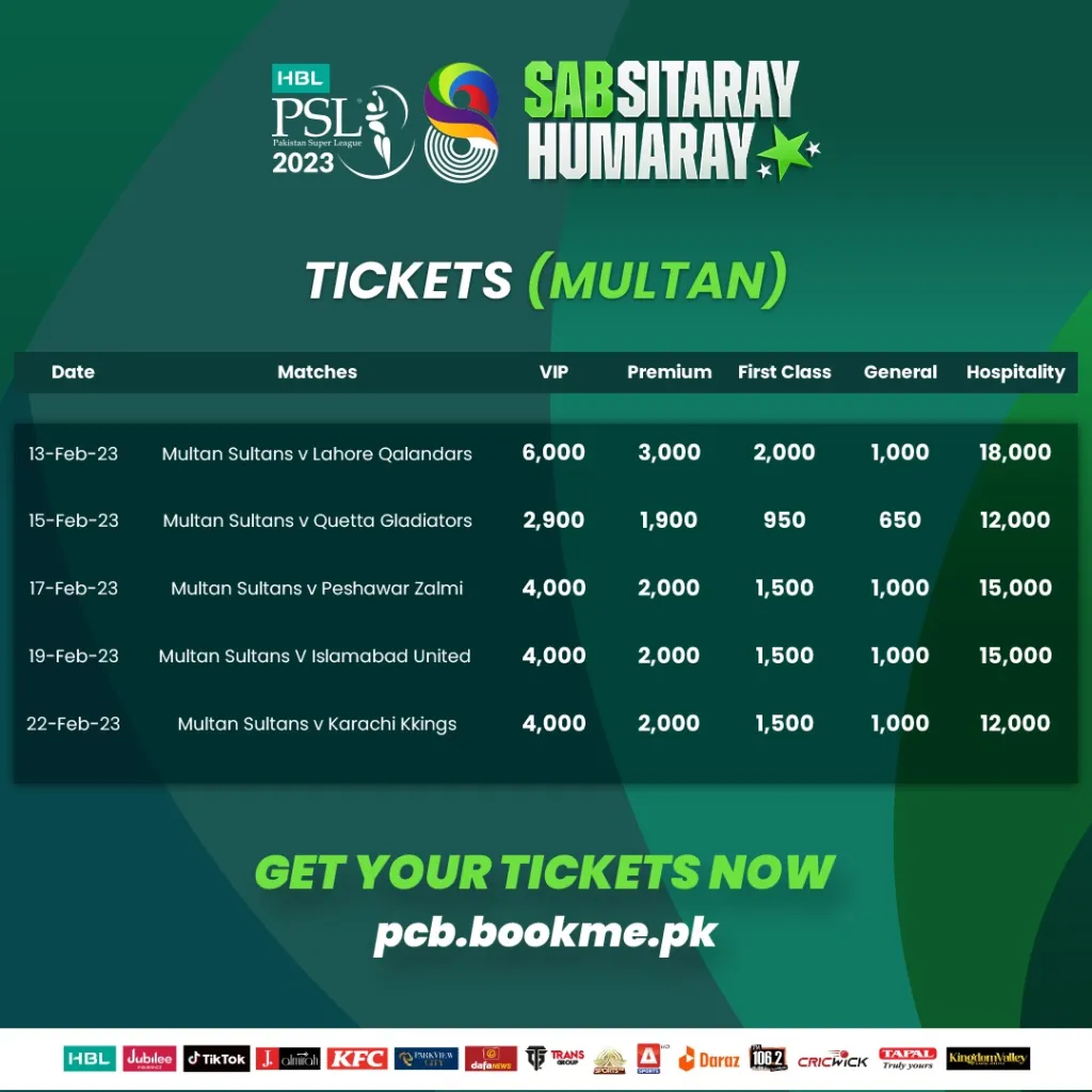 PSL 2024 Tickets PSL 9 Online tickets Purchase, prices and Packages